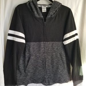 PINK black/grey zip up hoodie size M